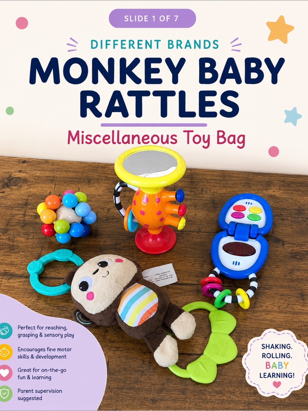 Monkey Baby Rattles Miscellaneous Toy Bag